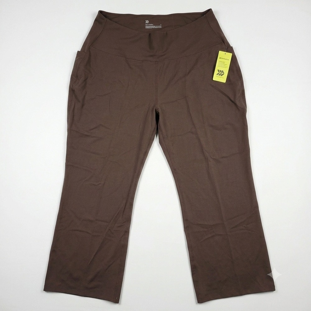 All in Motion Womens 4X Espresso Brown High-Rise Yoga Pants Straight Leg LR8EPM